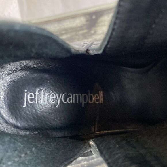 Jeffrey Campbell Black Suede Oath Peep Toe Ankle Bootie Shoe 6 - Picture 7 of 7